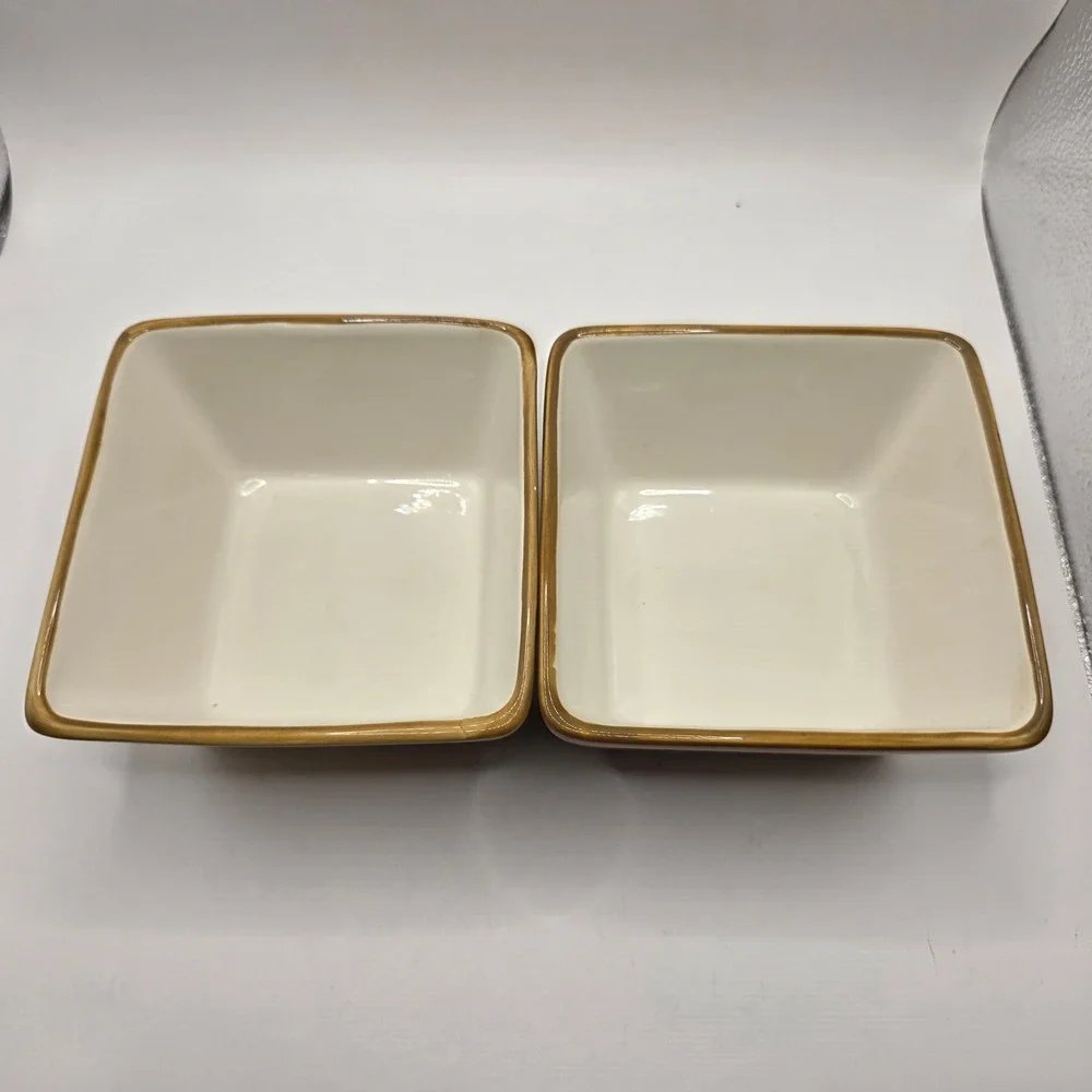Pier 1 Cucina Antipasto Hand Painted Earthenware Square Bowls Set of 2
